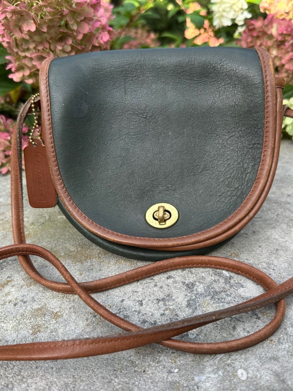 Coach Vintage Black & Brown Leather Mini Crossbody Bag